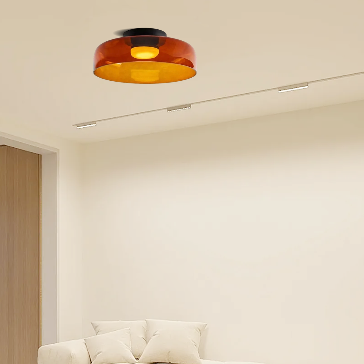 Modern Glass Orange Ceiling_Light Hallway 1 Layer